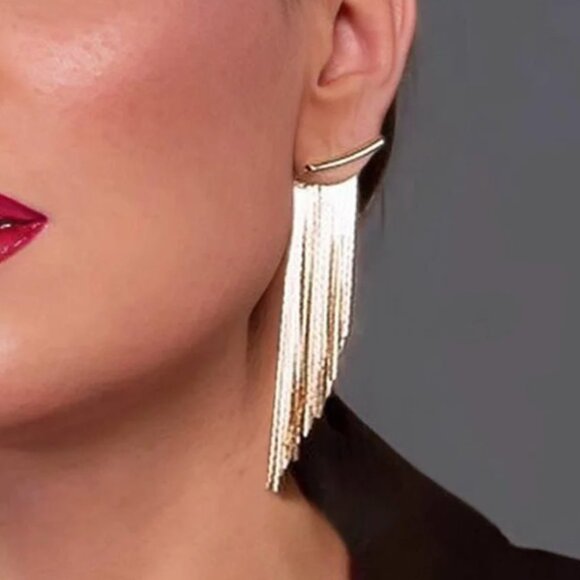 Szafir Jewelry Jewelry - Long Gold Tassel Earrings by Szafir Jewelry NYC - 24k Gold Filled